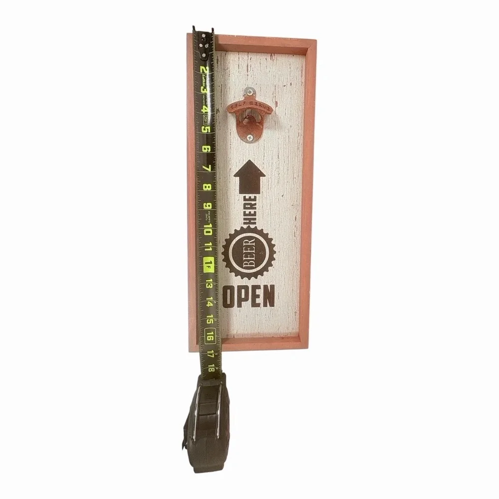 Wall Mount Beer‎ Bottle Opener. Decorative weathered Wood 17x7